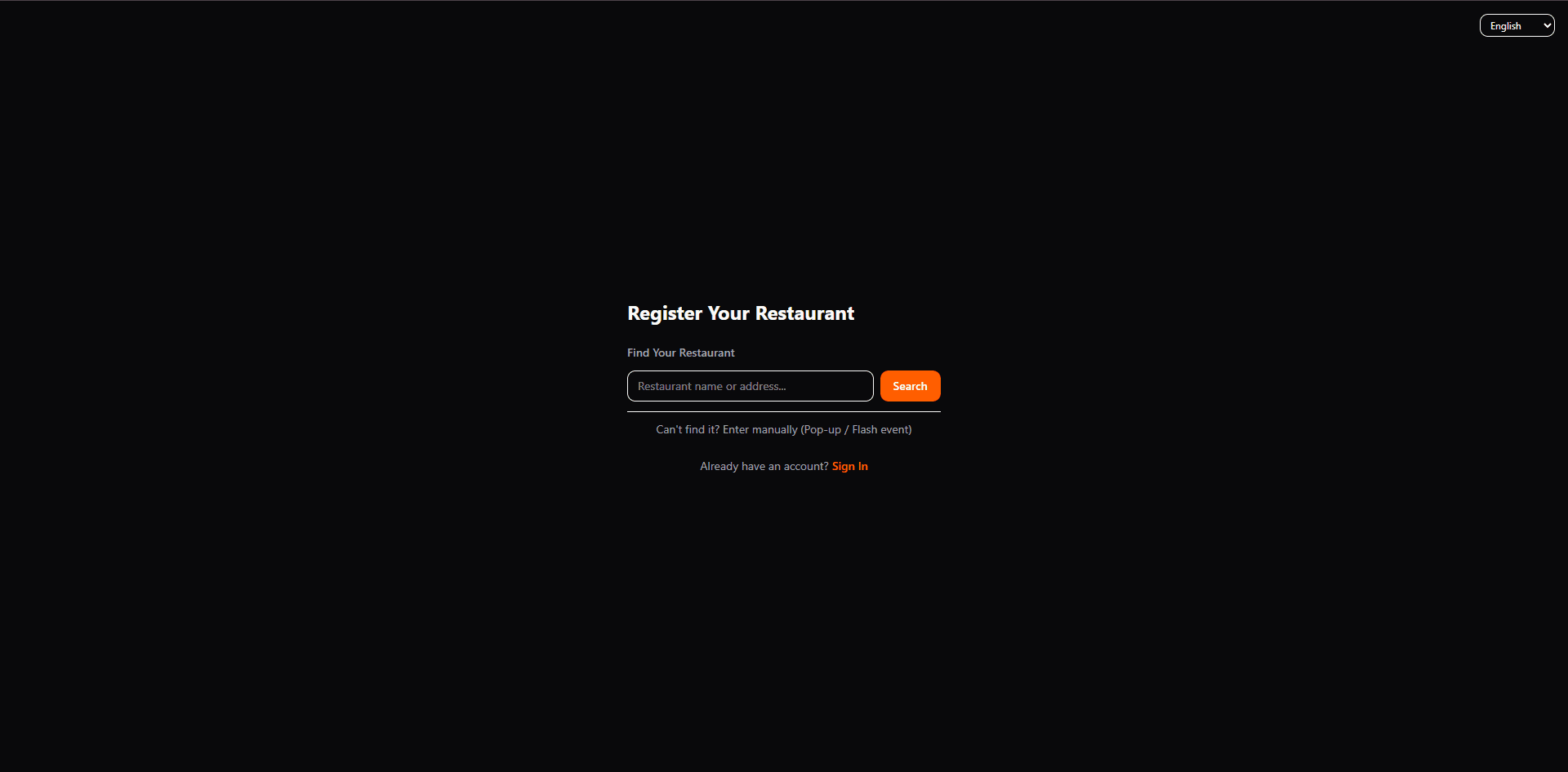 Restaurant registrieren